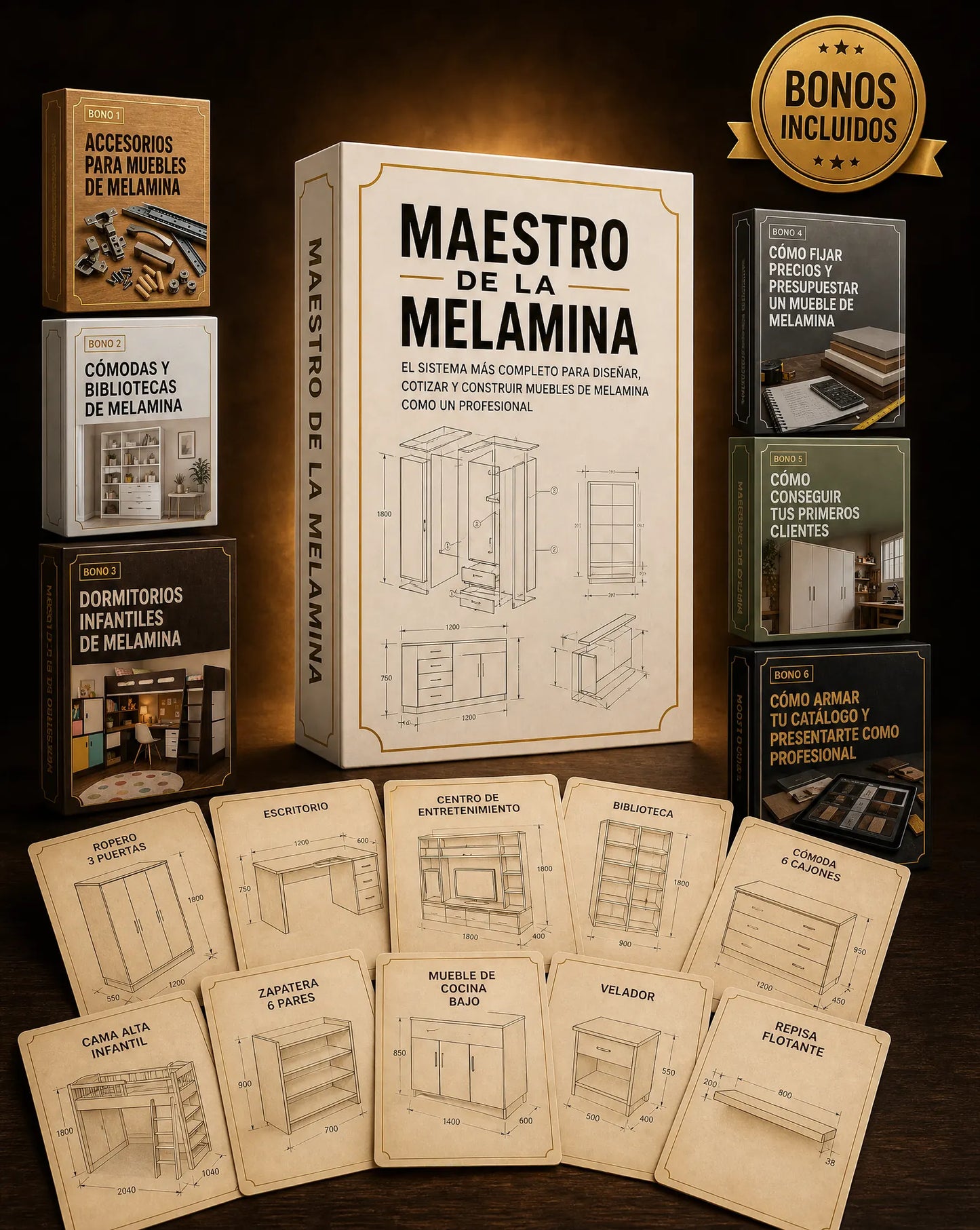 KIT COMPLETO MAESTRO MELAMINA +400 planos, despieces para fabricar y bonus exclusivos para vender tus muebles